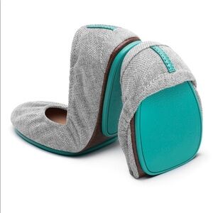 Tieks | Silver Lake Womens Sz 5 Gray Fabric Cushion Ballet Flats Slip On Leather